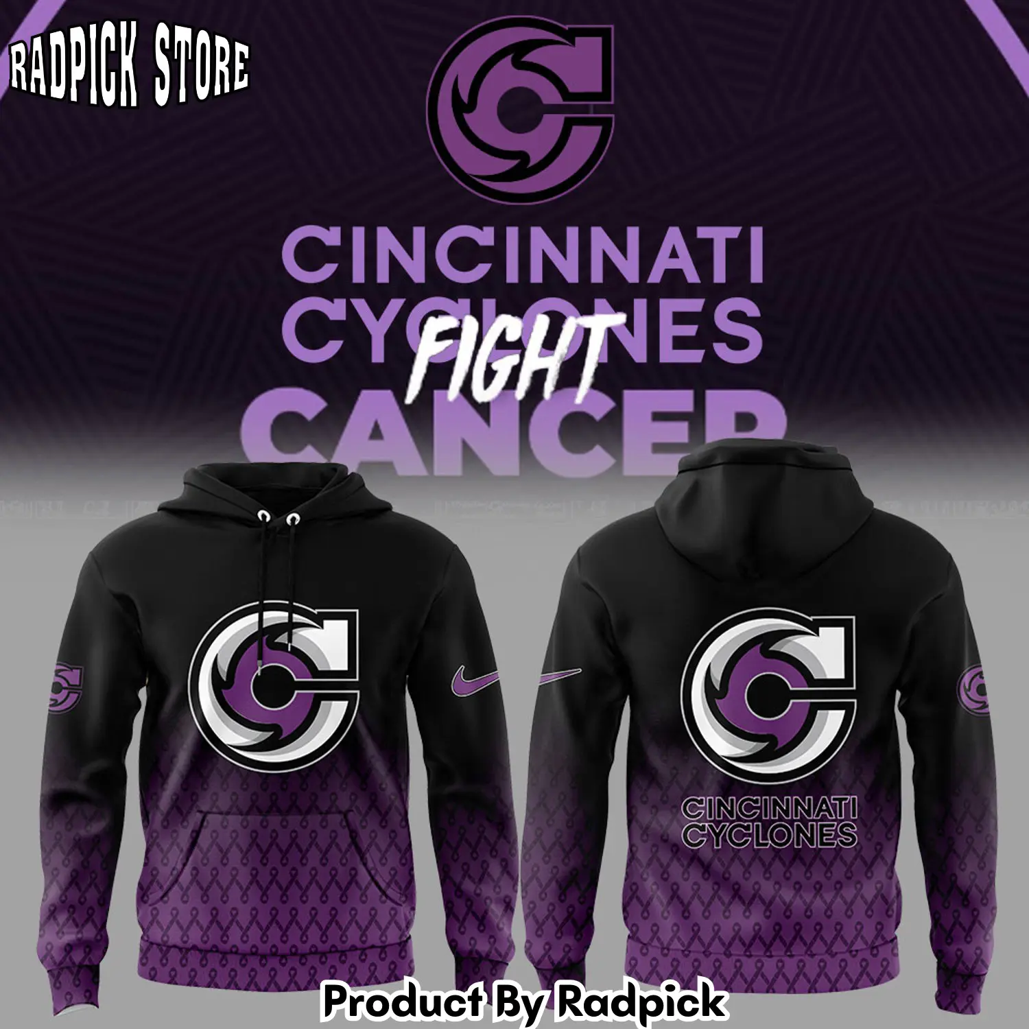 Cincinnati cyclones fight cancer hoodie joggers hoodie and long pants set rp291866